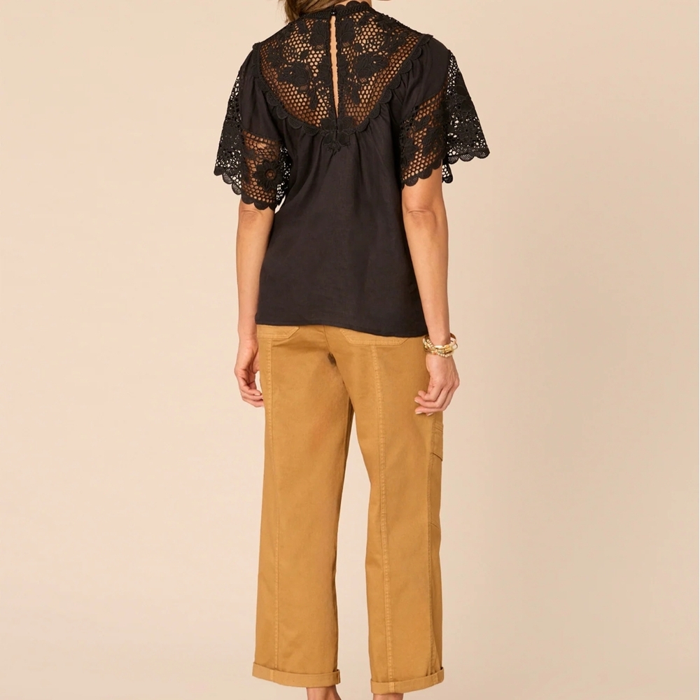 Democracy Black Lace Trim Blouse